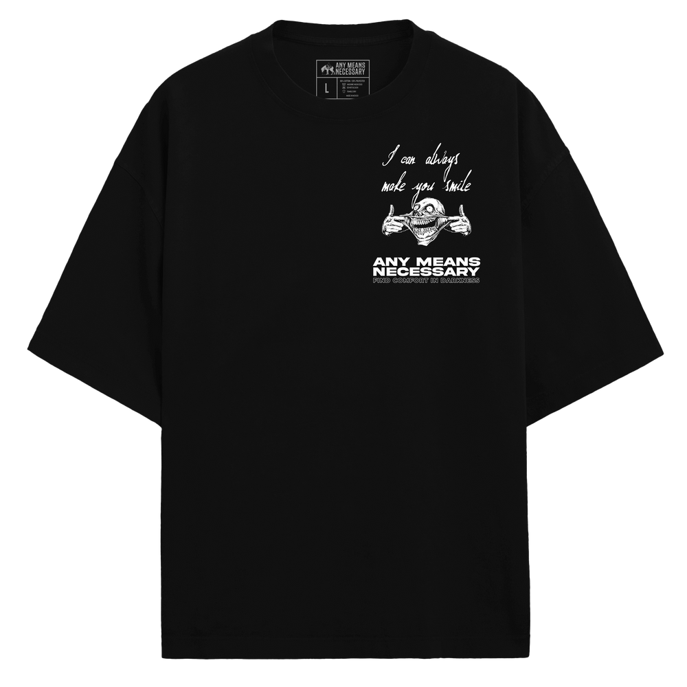 any means necessary shawn coss its safe to smile i can always make you smile shirt black front