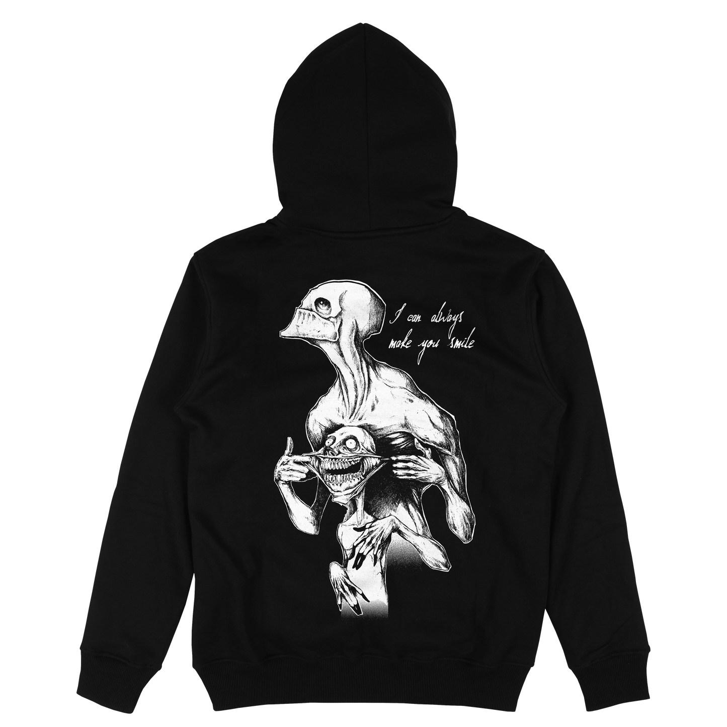any means necessary shawn coss i can always make you smile always smile spider black pullover hoodie back