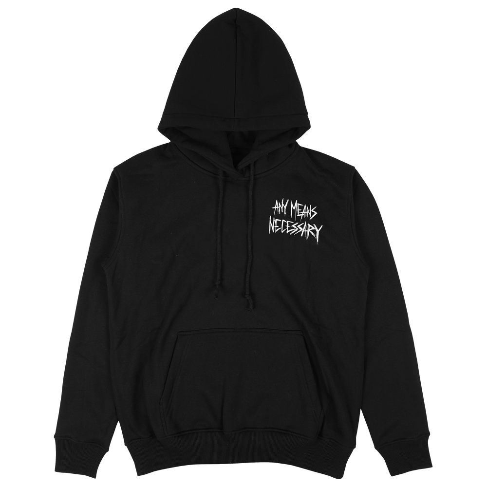 any means necessary shawn coss i can always make you smile always smile spider black pullover hoodie front