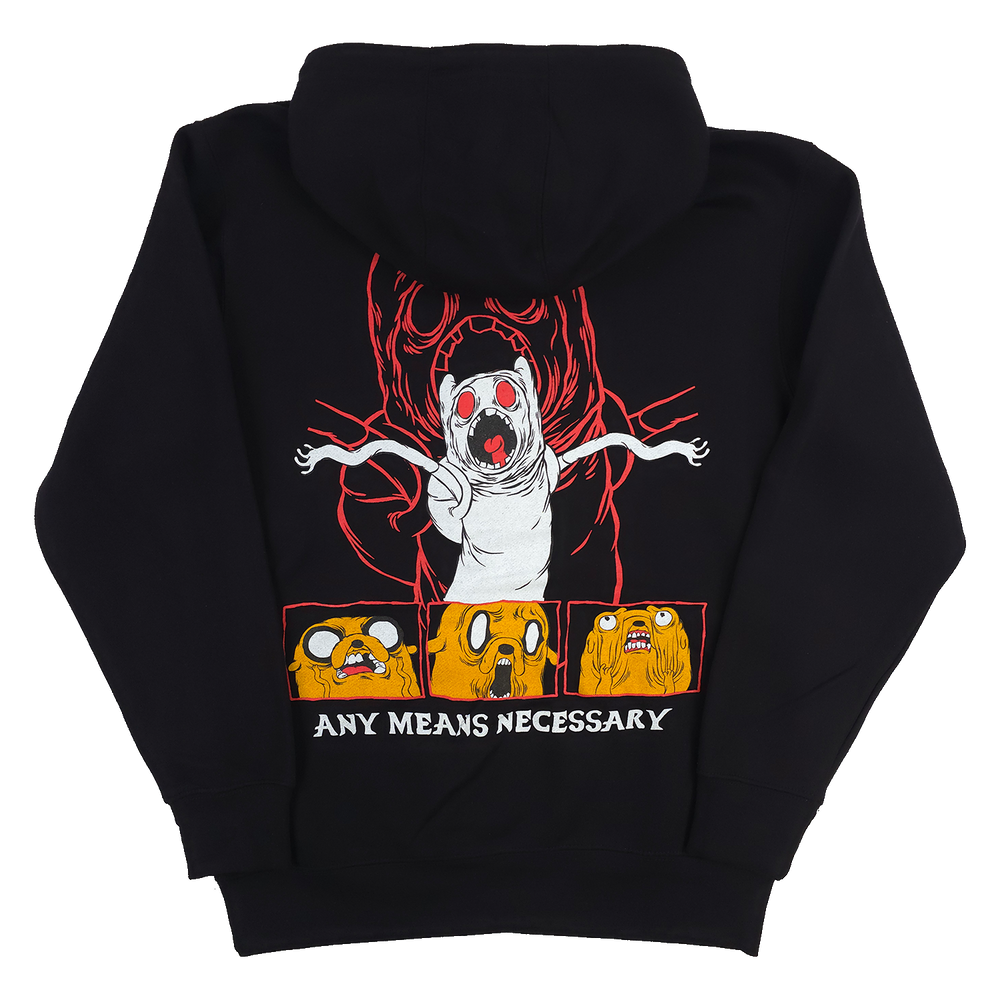 any means necessary shawn coss adventure time anxiety time pullover hoodie black back