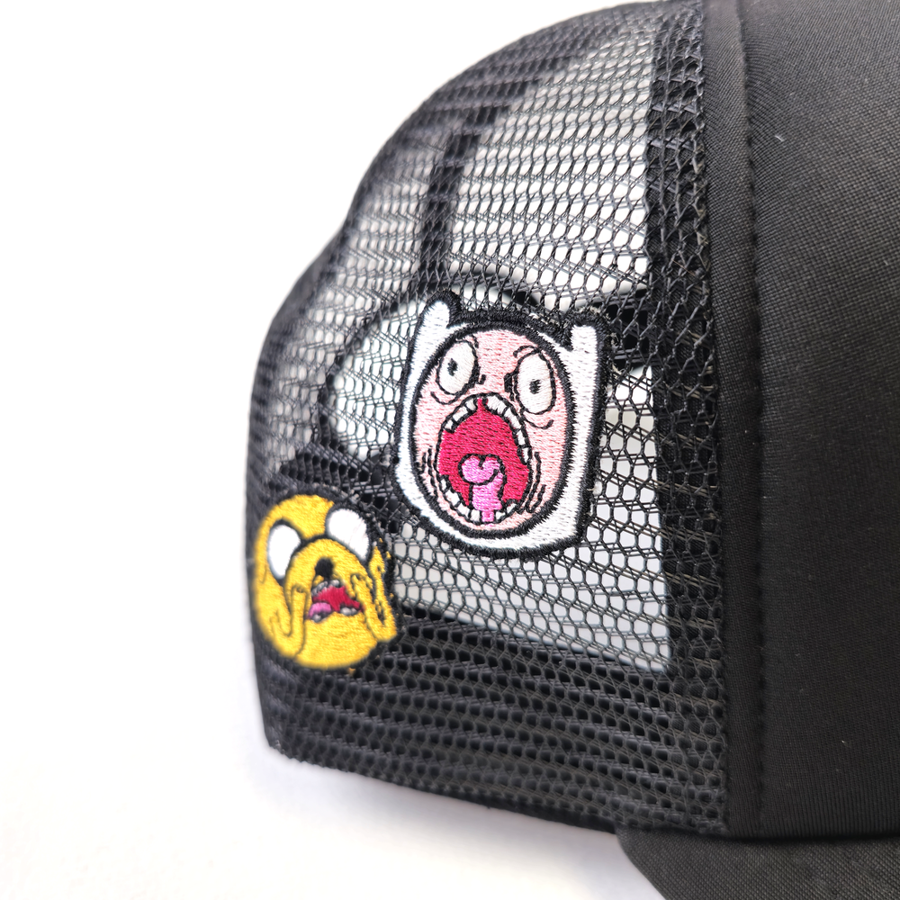 
                      
                        any means necessary shawn coss adventure time anxiety time mesh foam trucker hat black patch
                      
                    