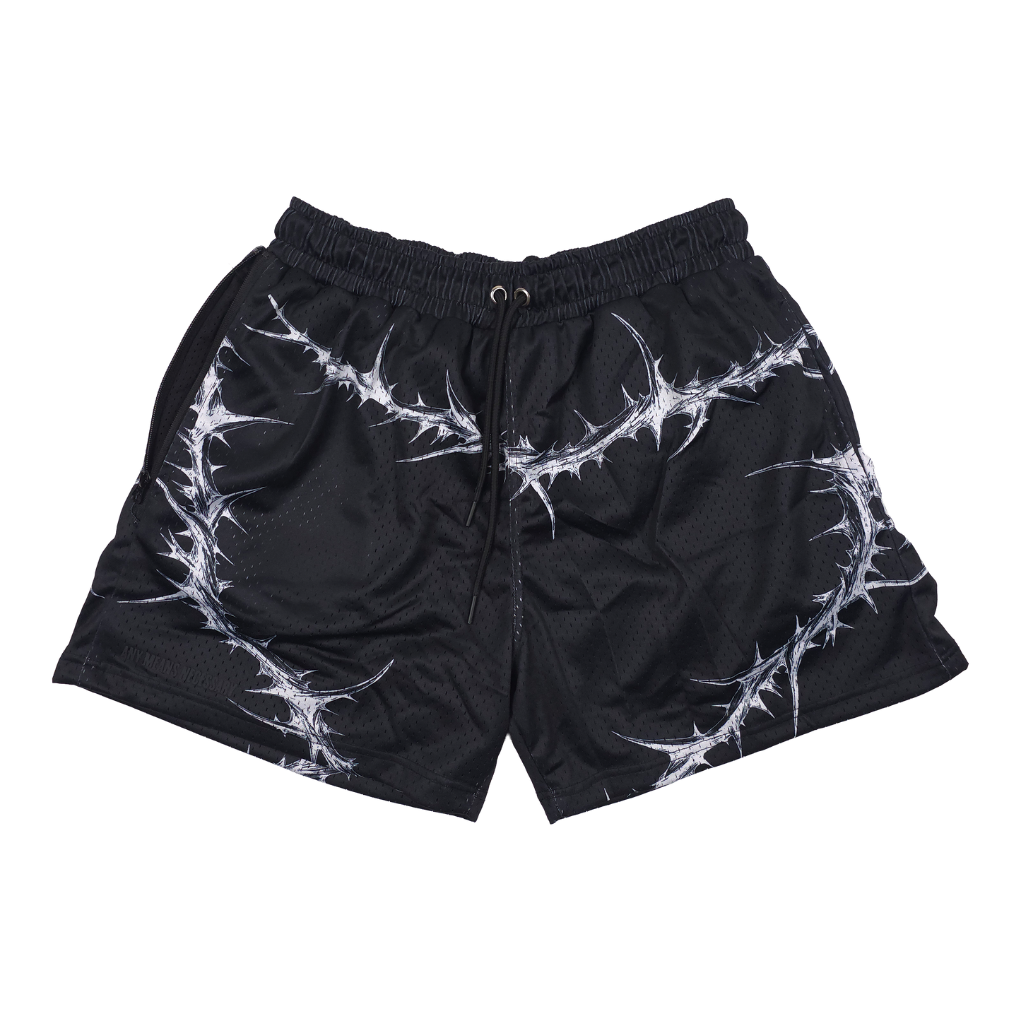 any means necessary shawn coss spina noctis mesh shorts black