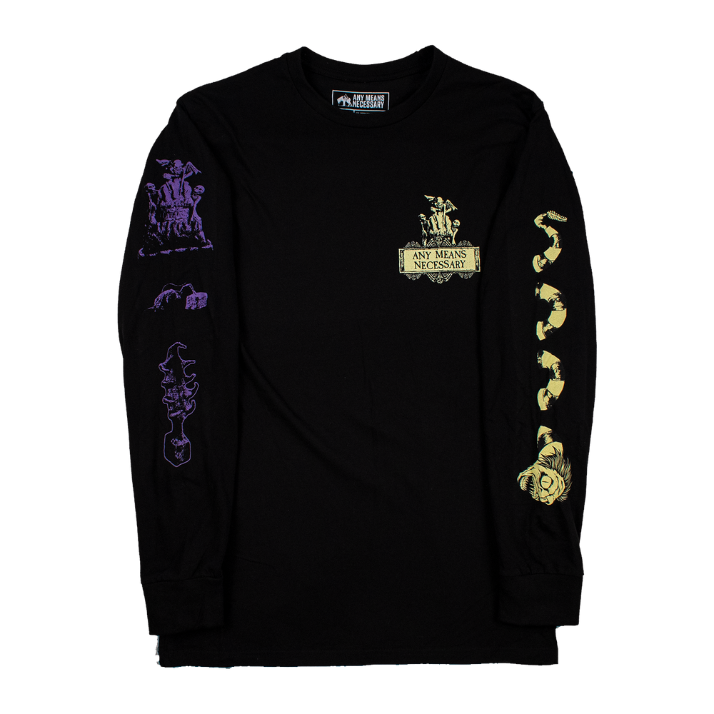 any means necessary shawn coss beetlejuice long sleeve t shirt black front
