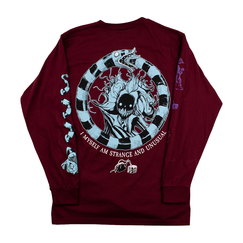 any means necessary shawn coss beetlejuice long sleeve t shirt burgundy back