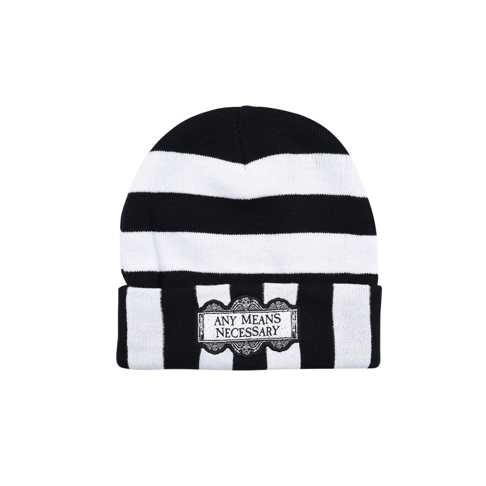 any means necessary shawn coss beetlejuice pinstripe beanie