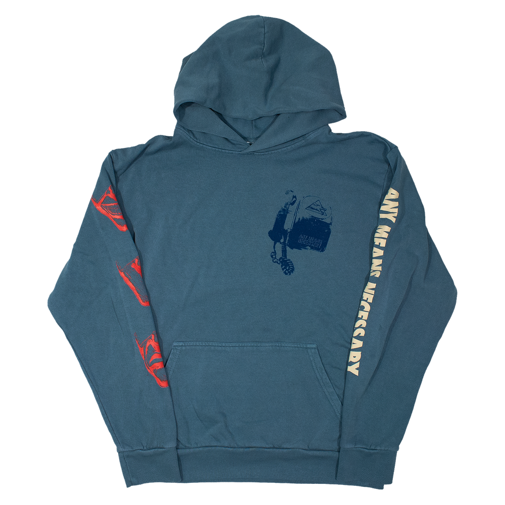 any means necessary shawn coss blackphone pullover hoodie pebble blue front