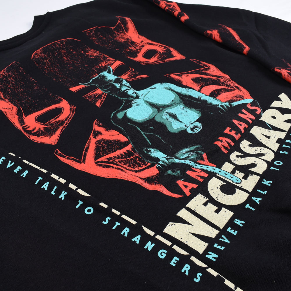 
                      
                        any means necessary shawn coss blackphone crewneck sweatshirt black up close
                      
                    