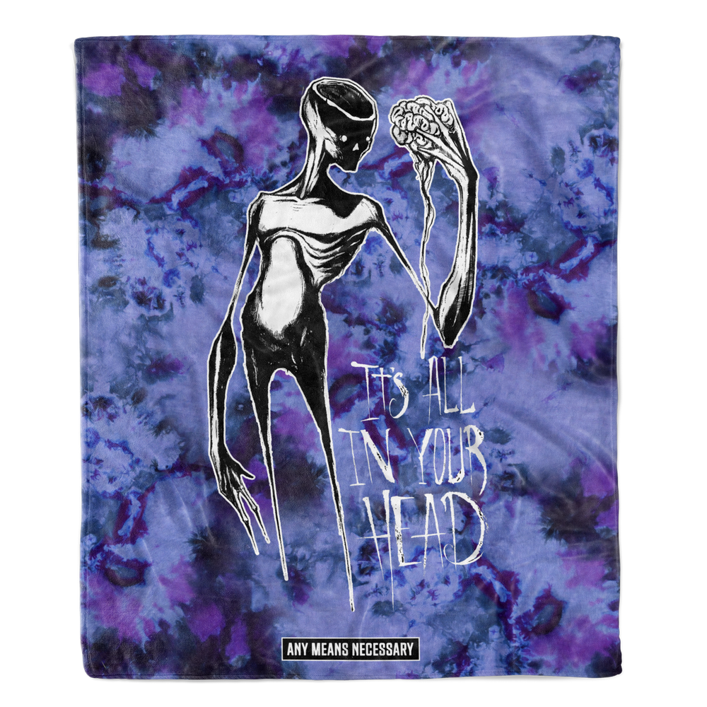 any means necessary shawn coss it's all in your head fleece blanket tie dye purple