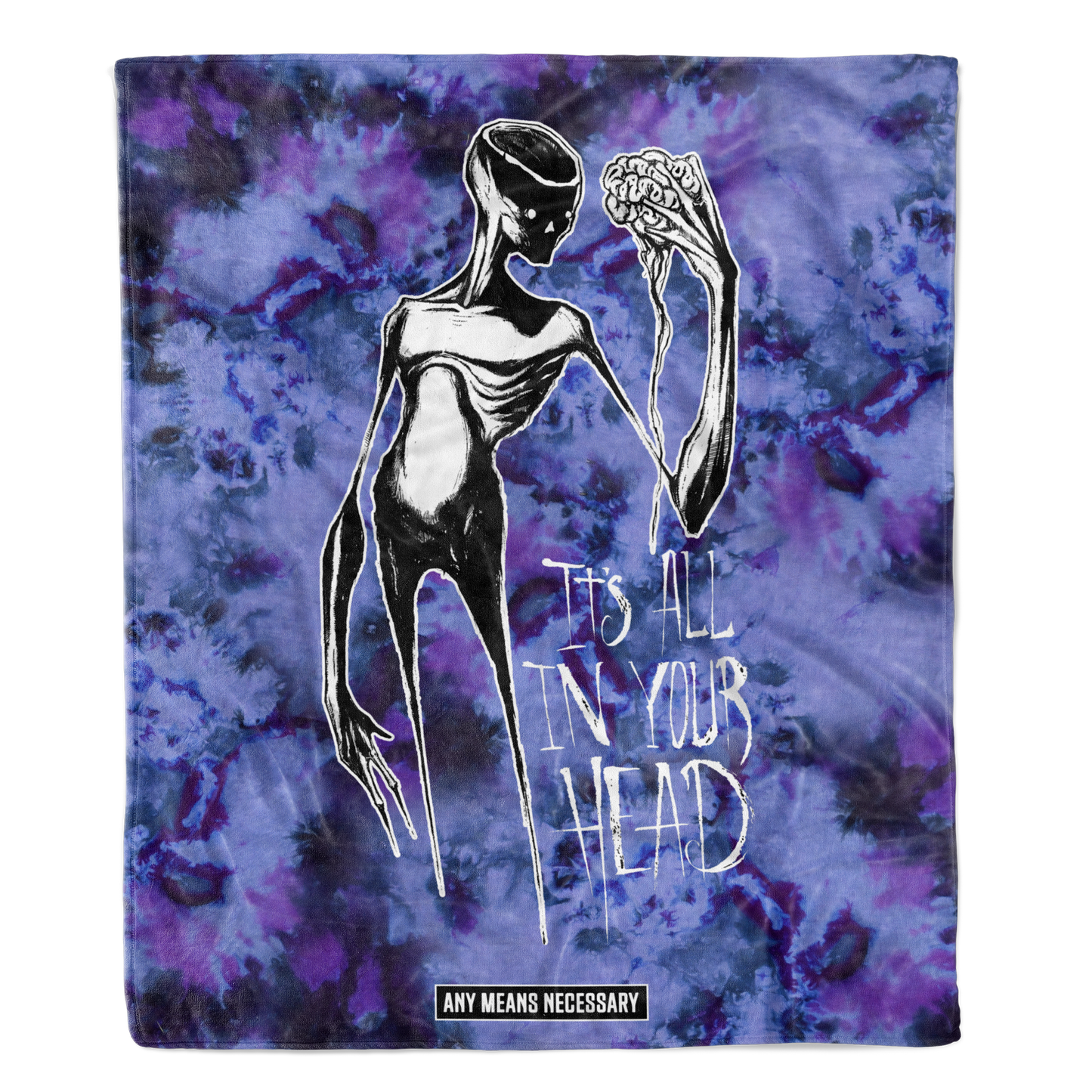 any means necessary shawn coss it's all in your head fleece blanket tie dye purple