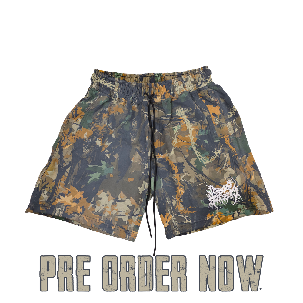 any means necessary shawn coss mayhem french terry shorts camo front