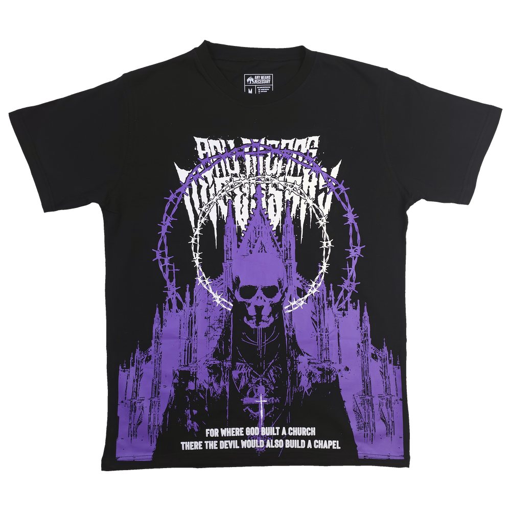 
                      
                        any means necessary shawn coss cathedral t shirt black and purple
                      
                    