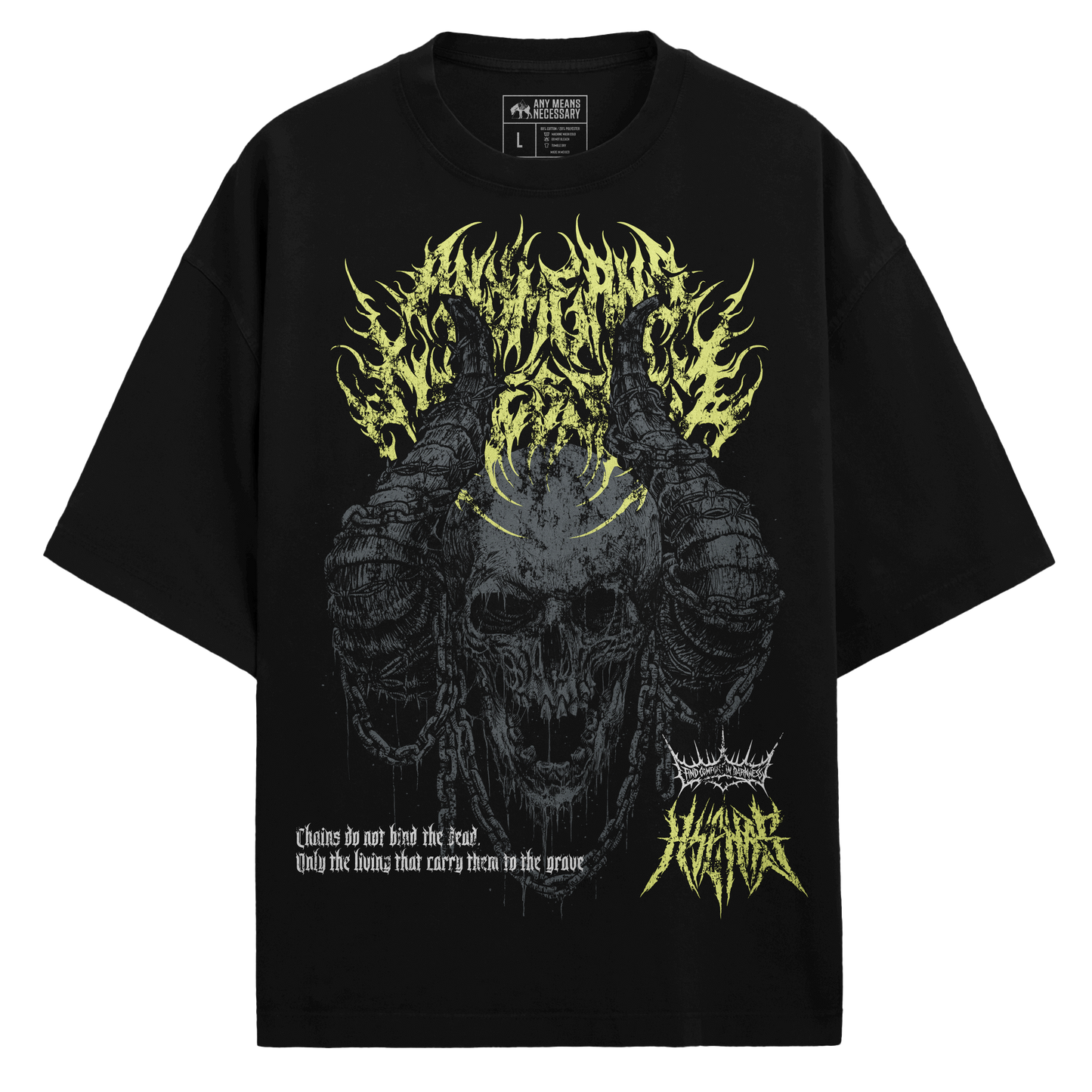 any means necessary shawn coss chains t shirt black
