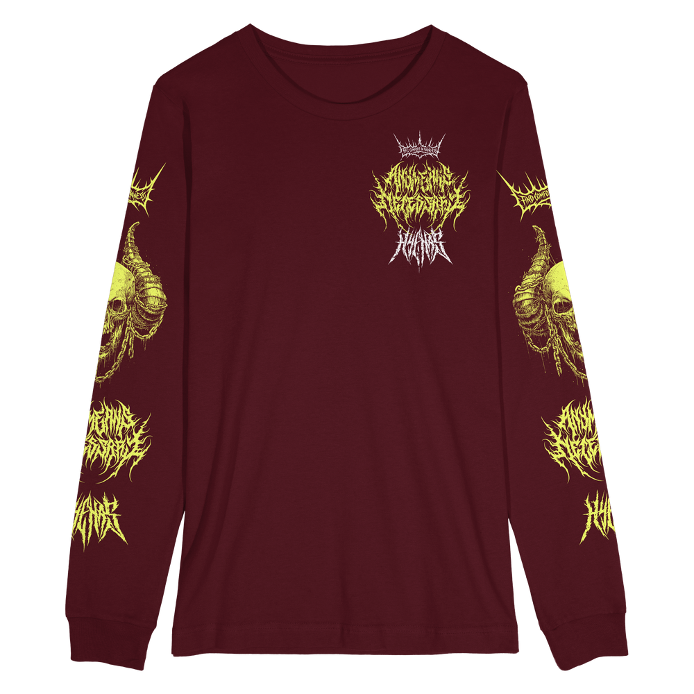 any means necessary shawn coss chains long sleeve t shirt burgundy front