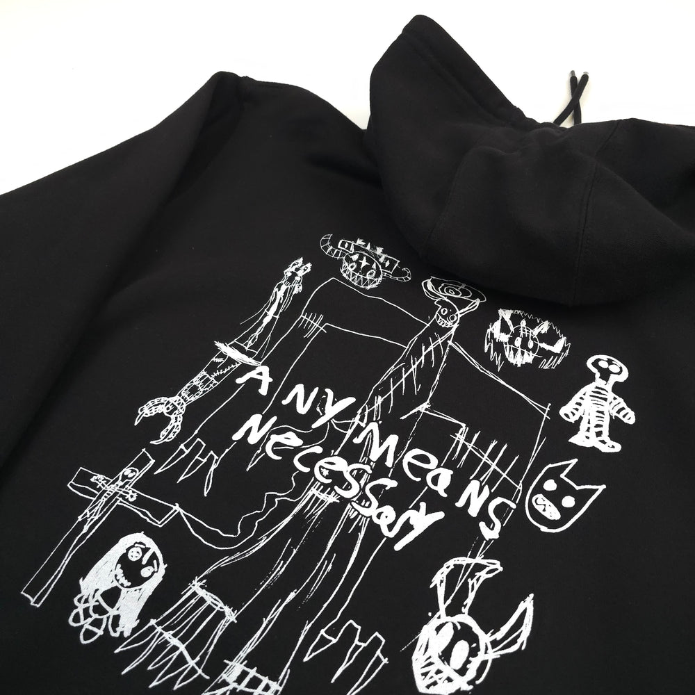 
                      
                        any means necessary shawn coss corrupted youth pullover hoodie black back up close
                      
                    