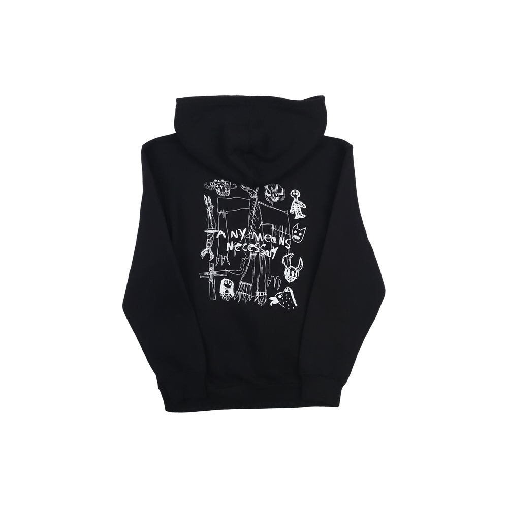 any means necessary shawn coss corrupted youth kids pullover hoodie black back