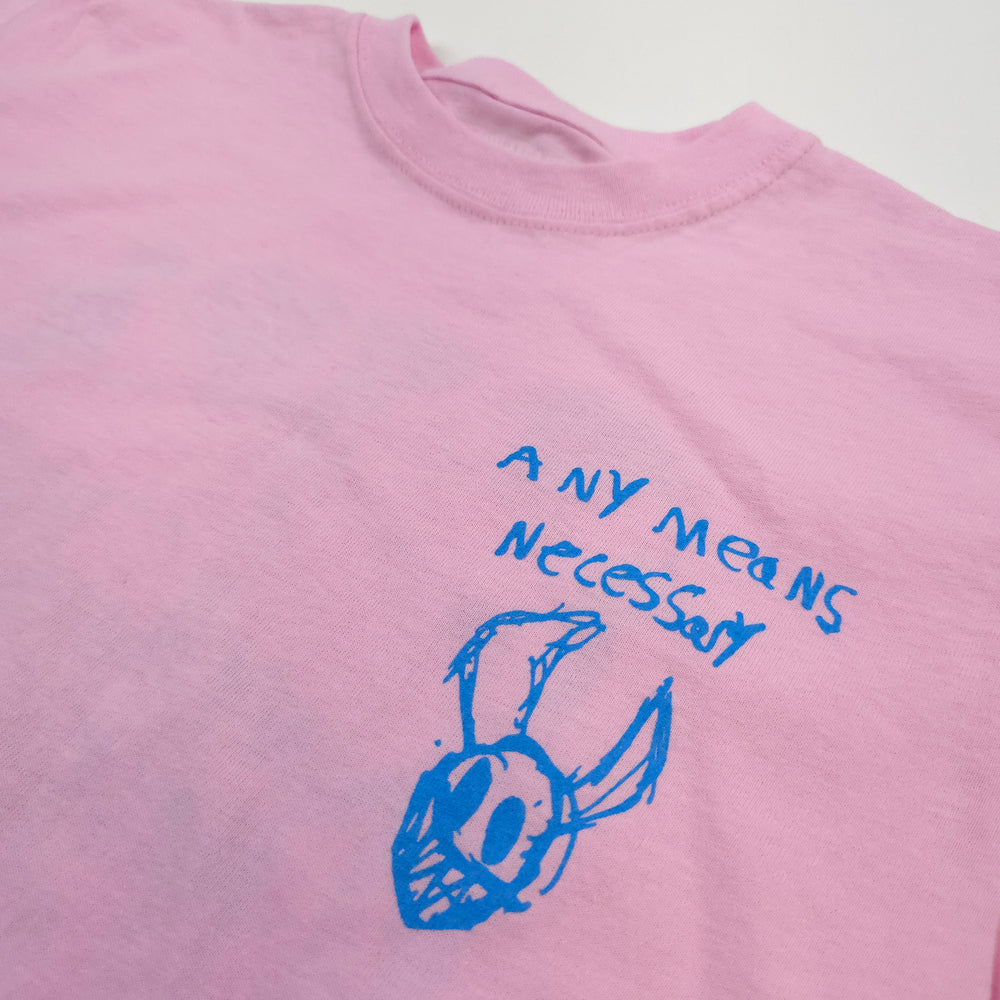 
                  
                    any means necessary shawn coss corrupted youth kids t shirt pink front up close
                  
                