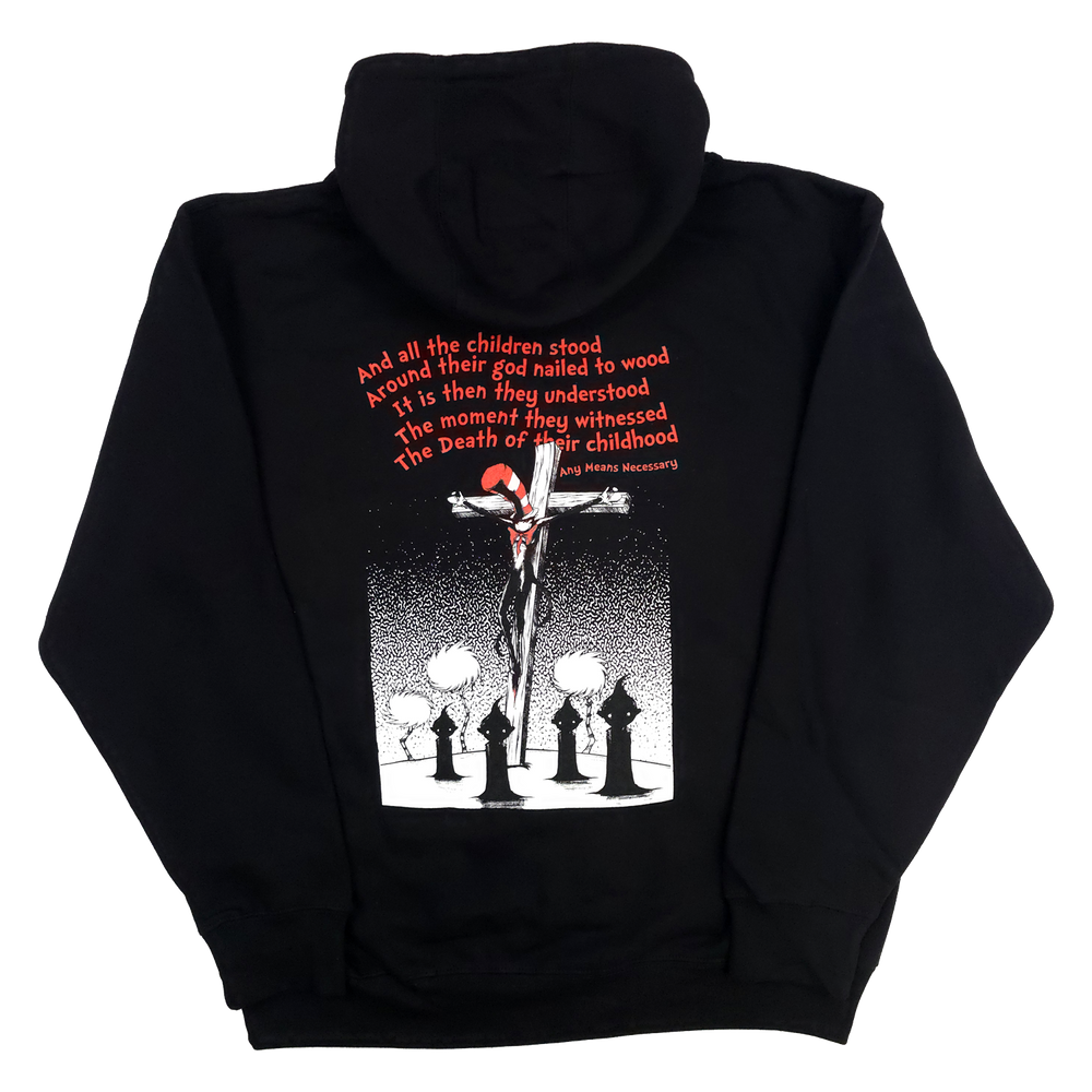 any means necessary shawn coss story time terrors death of childhood dr  seuss black pullover hoodie