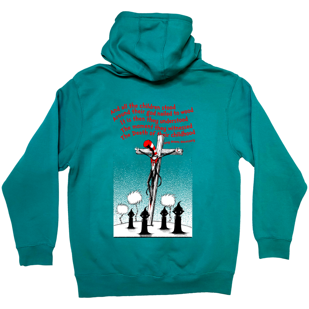 any means necessary shawn coss story time terrors death of childhood dr  seuss pullover hoodie teal back