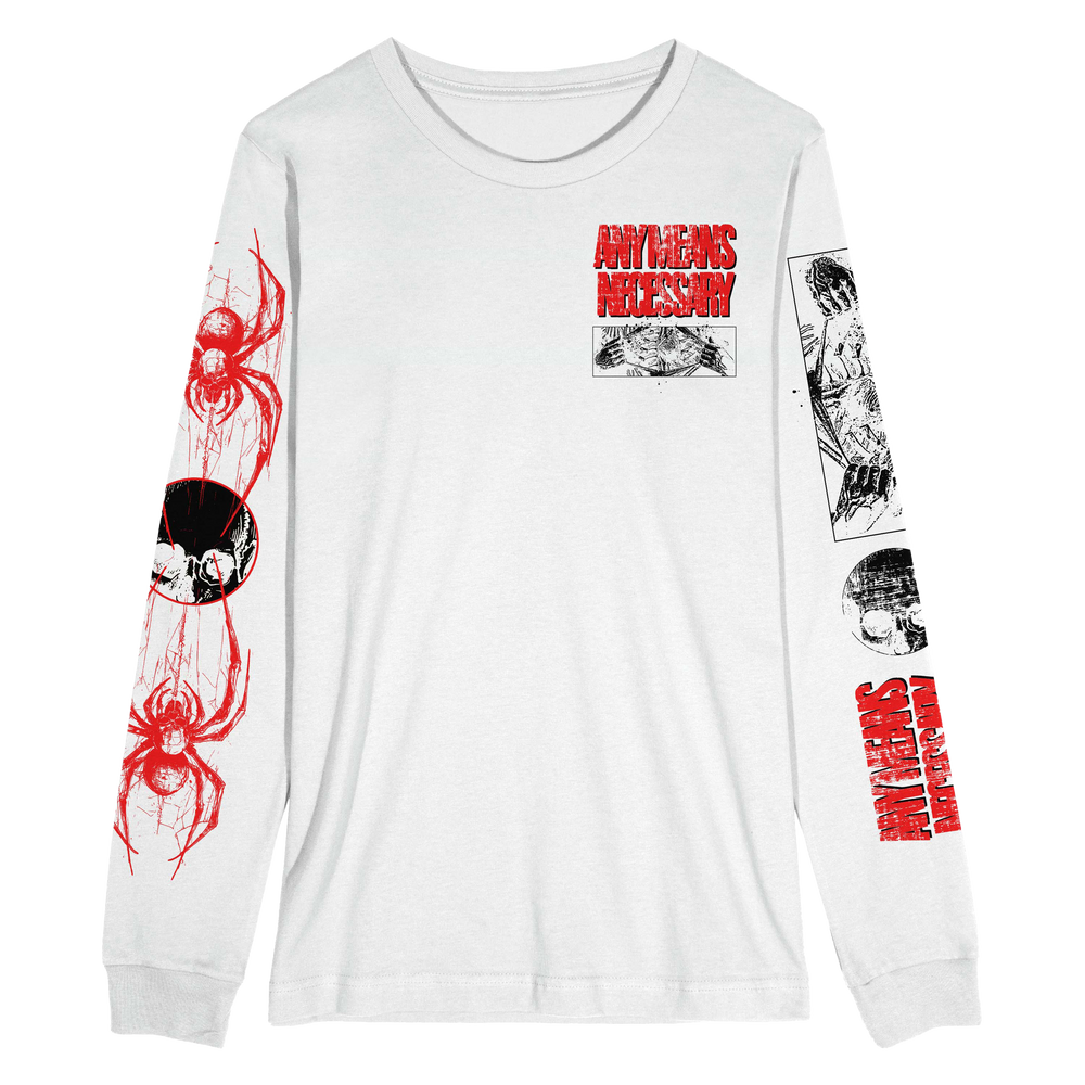any means necessary shawn coss pressure long sleeve t shirt white front