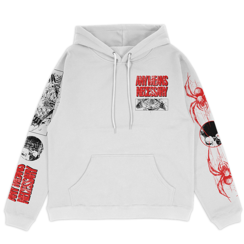 any means necessary shawn coss pressure pullover hoodie white front