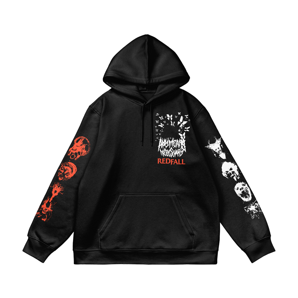 
                  
                    any means necessary shawn coss red fall game xbox microsoft bethesda studios blooderfly pullover hoodie black front
                  
                