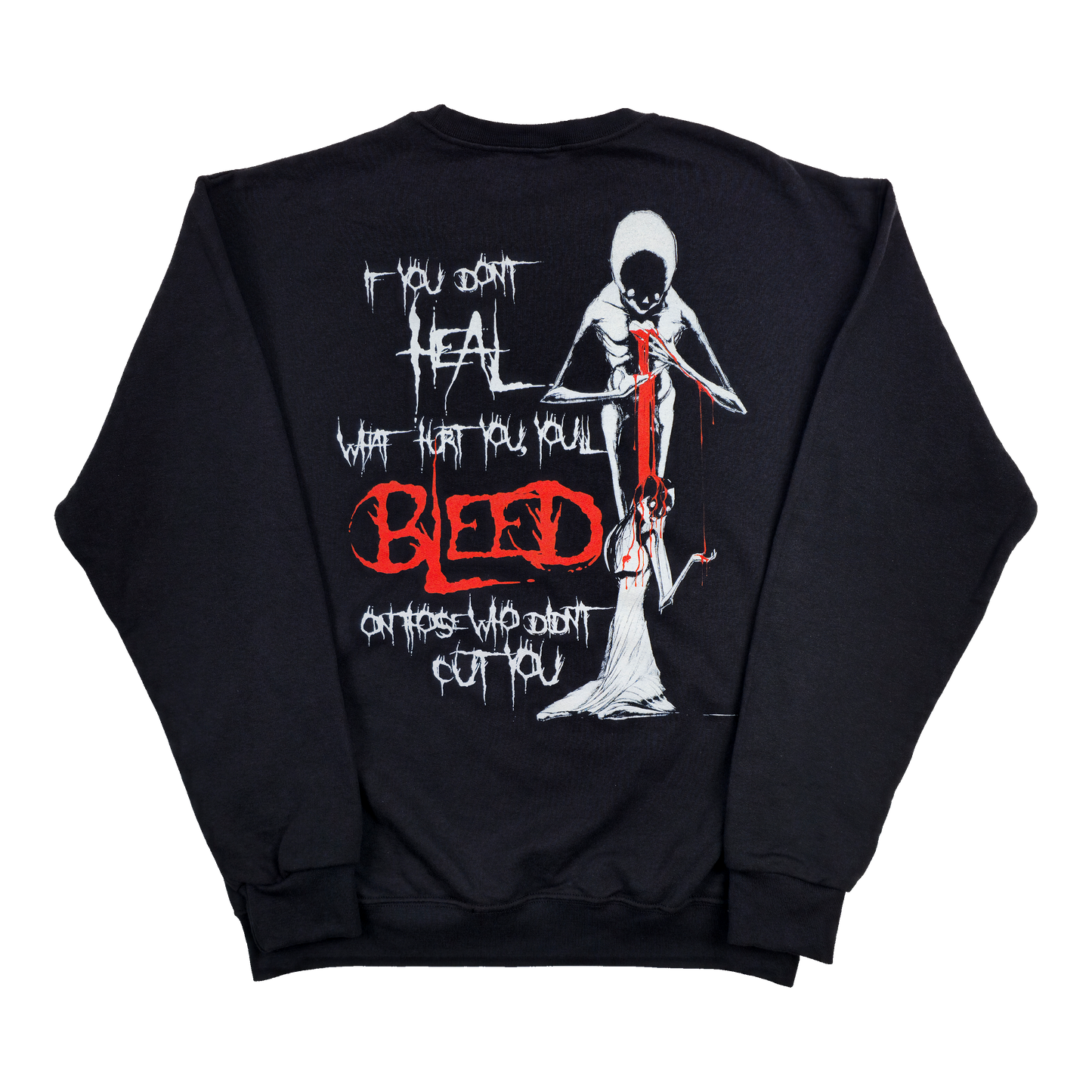 any means necessary shawn coss don't heal crewneck sweatshirt black back