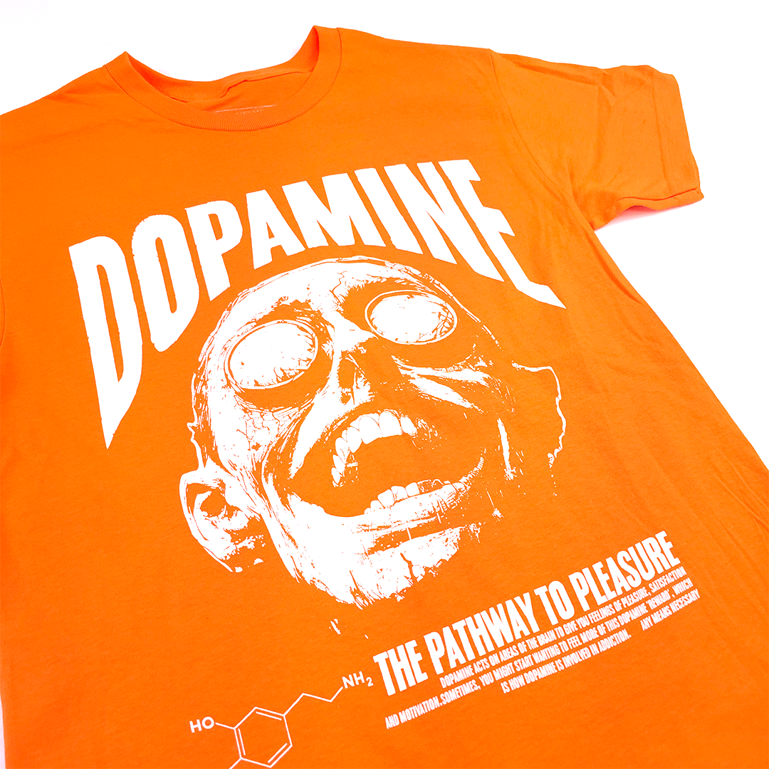 any means necessary shawn coss dopamine t shirt orange up close