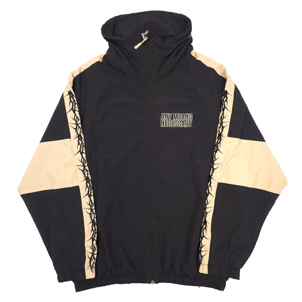 
                      
                        any means necessary shawn coss dust storm windbreaker black and tan front
                      
                    