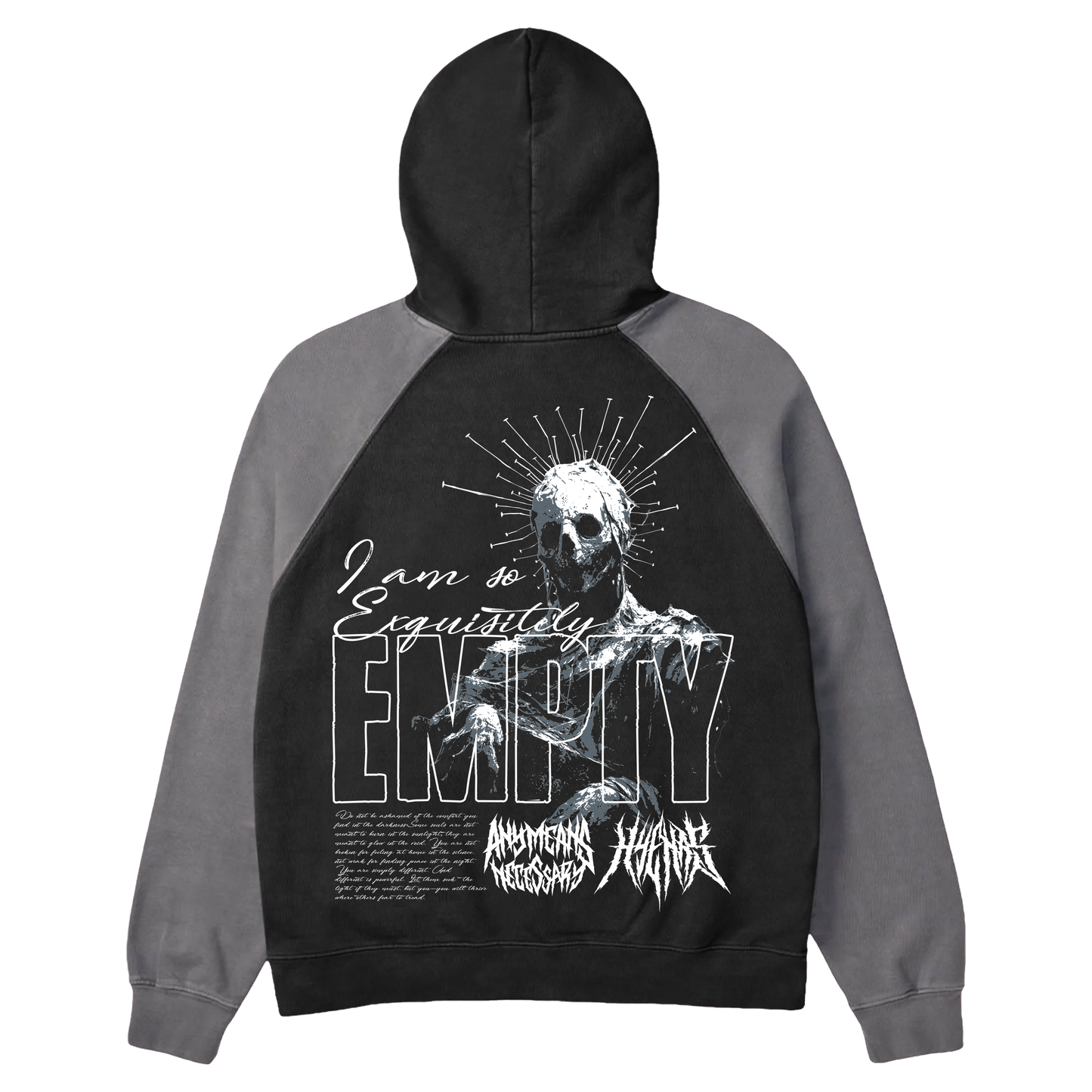 any means necessary shawn coss empty pullover hoodie black cement