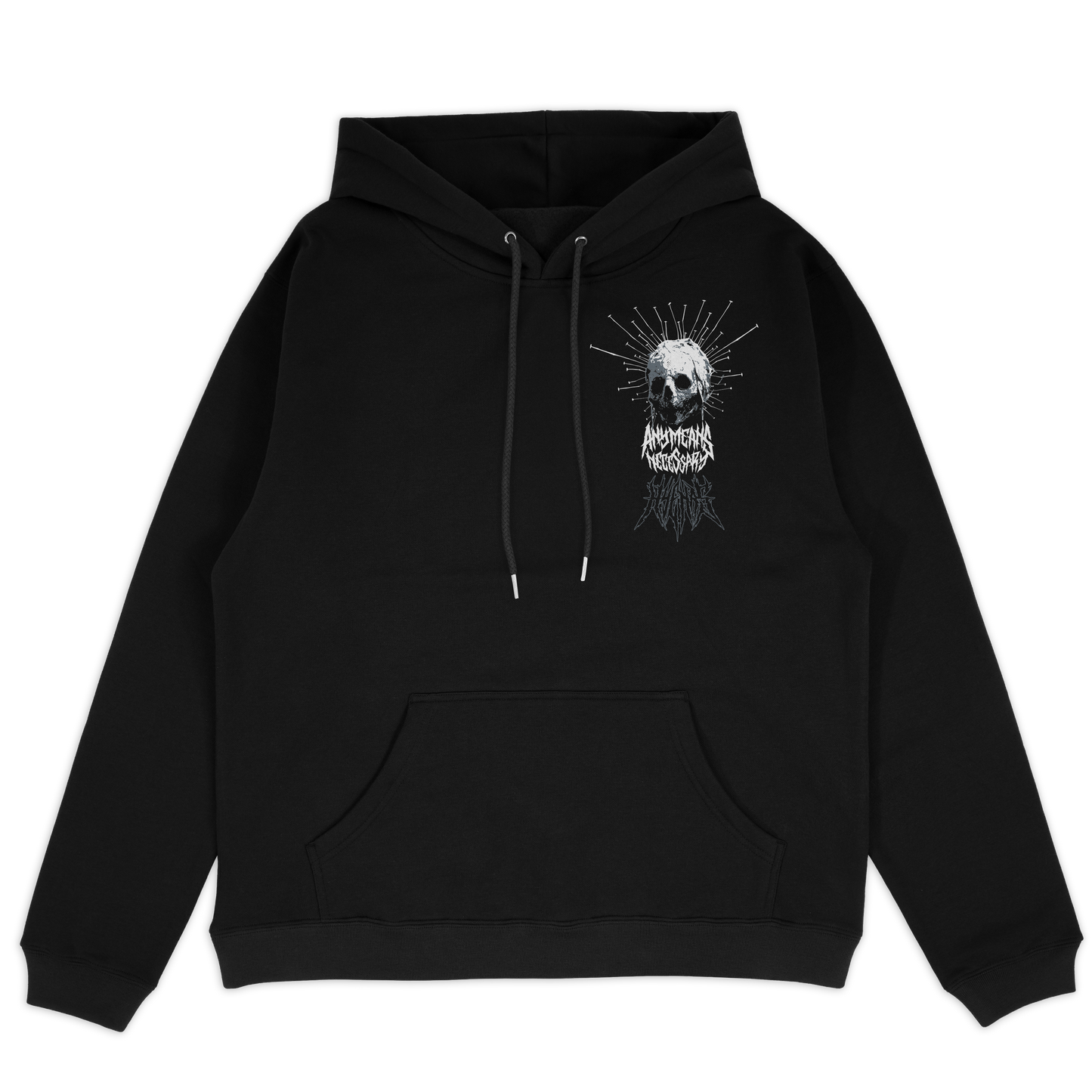 any means necessary shawn coss empty pullover hoodie black front