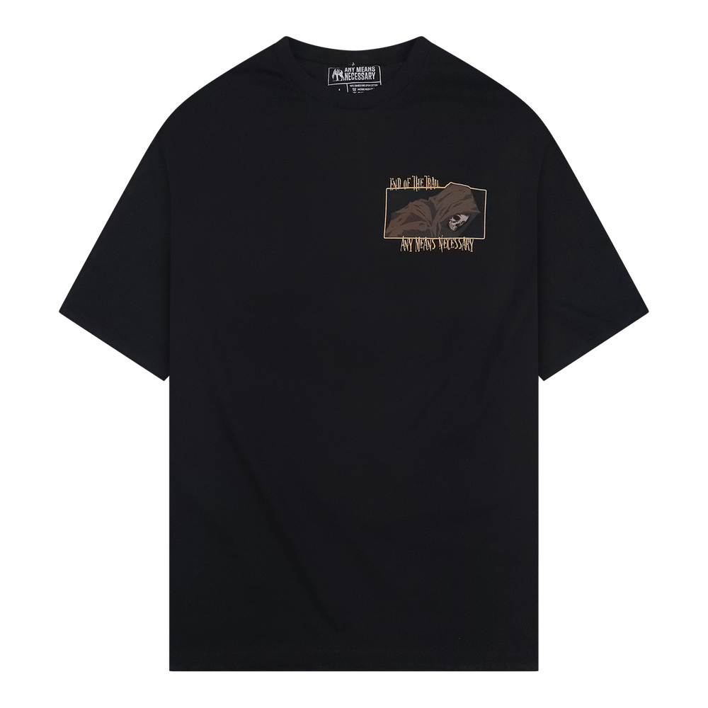 
                      
                        any means necessary shawn coss end of trail t shirt black front
                      
                    