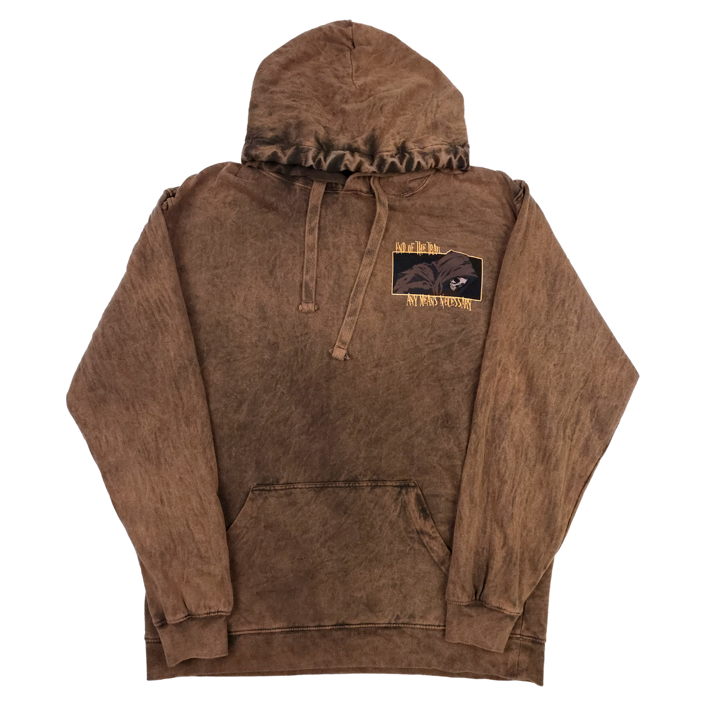 any means necessary shawn coss end of the trail pullover hoodie sun burnt front