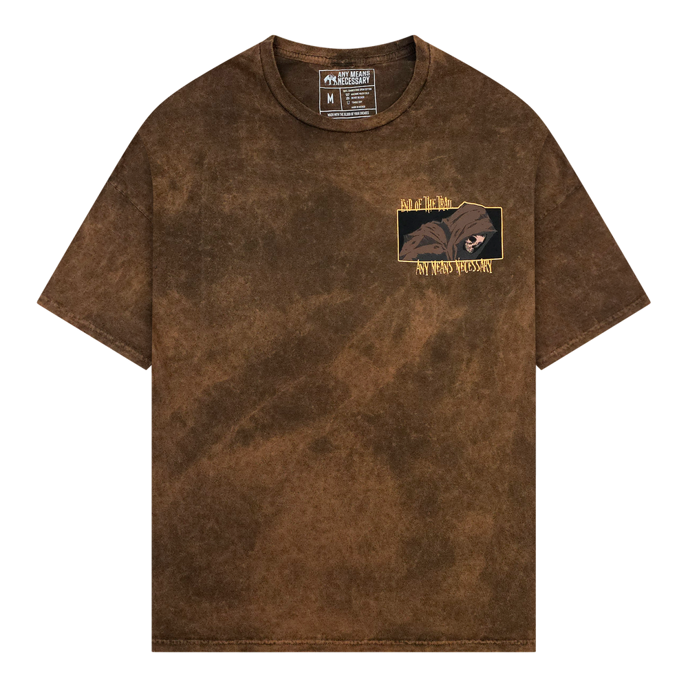 
                      
                        any means necessary shawn coss end of trail t shirt sun burnt front
                      
                    