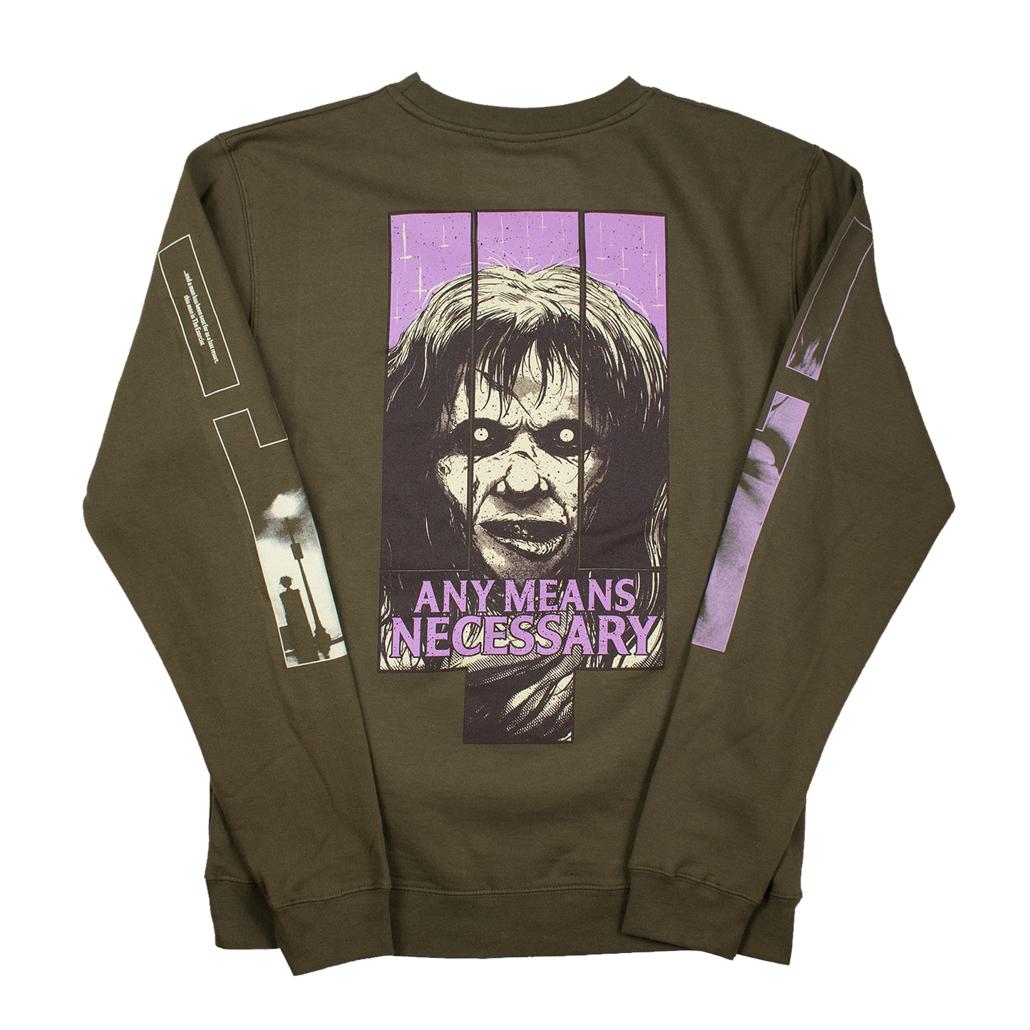any means necessary shawn coss exorcist crewneck sweatshirt green back