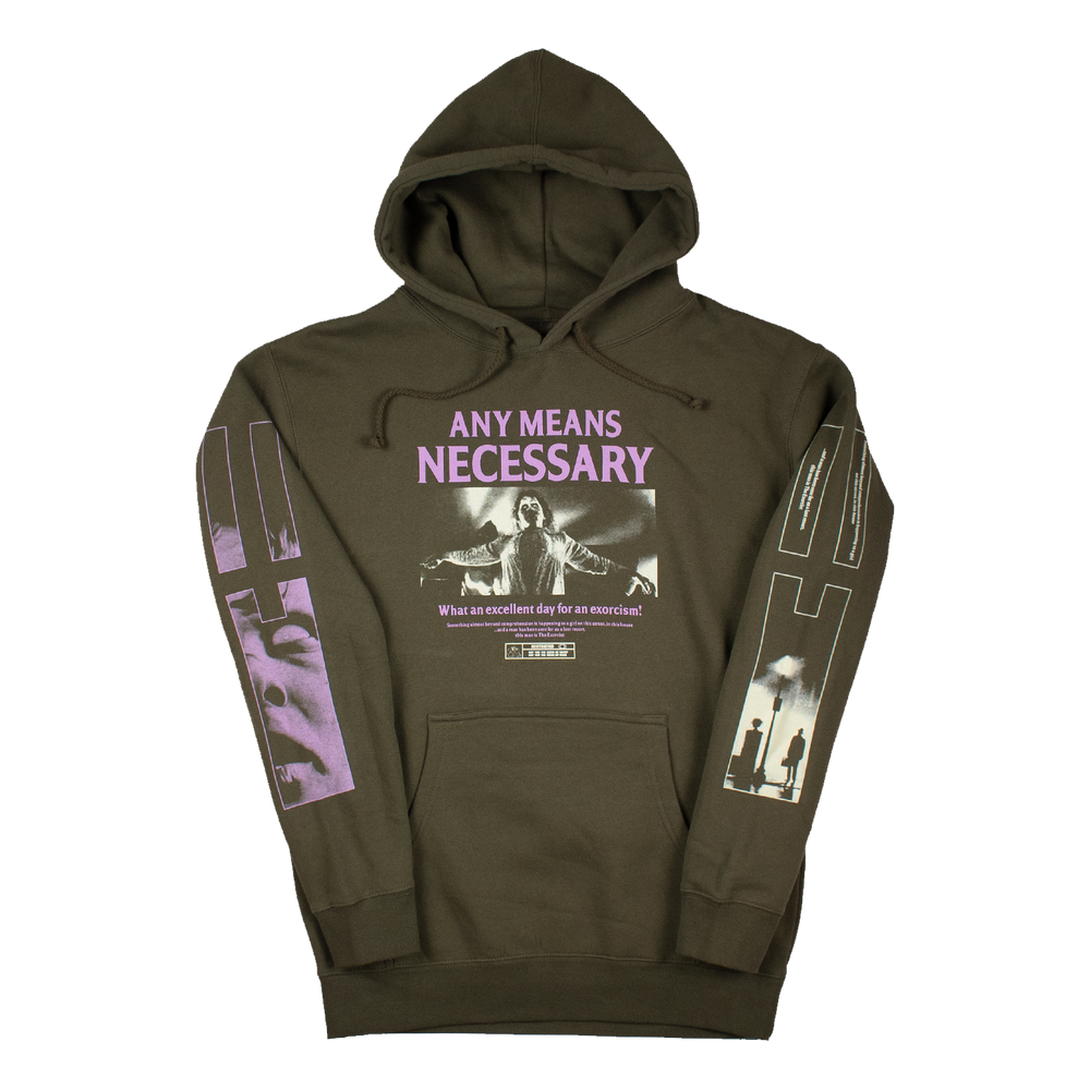 
                      
                        any means necessary shawn coss exorcist pullover hoodie army green front
                      
                    