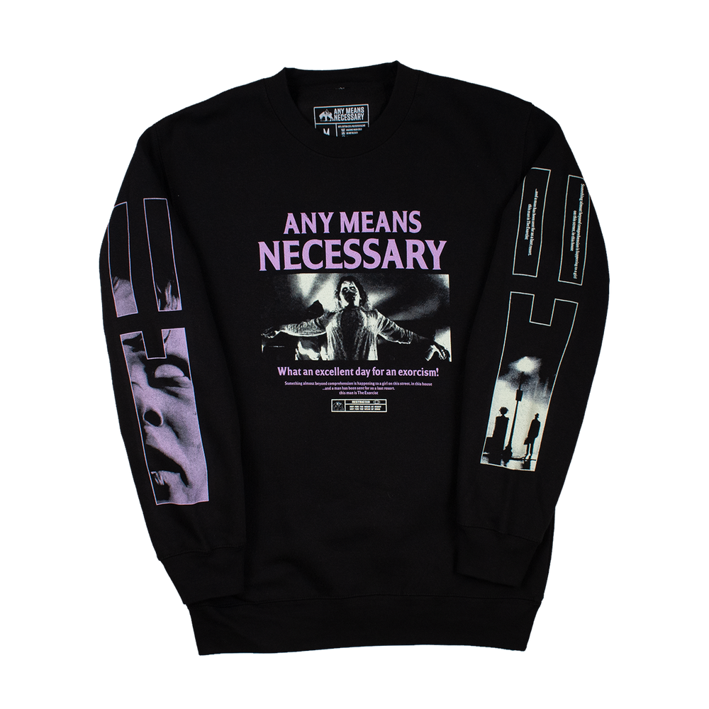 any means necessary shawn coss exorcist crewneck sweatshirt black front