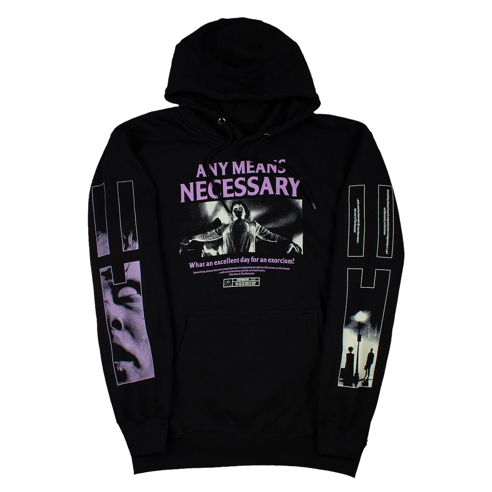 
                      
                        any means necessary shawn coss exorcist pullover hoodie black front
                      
                    