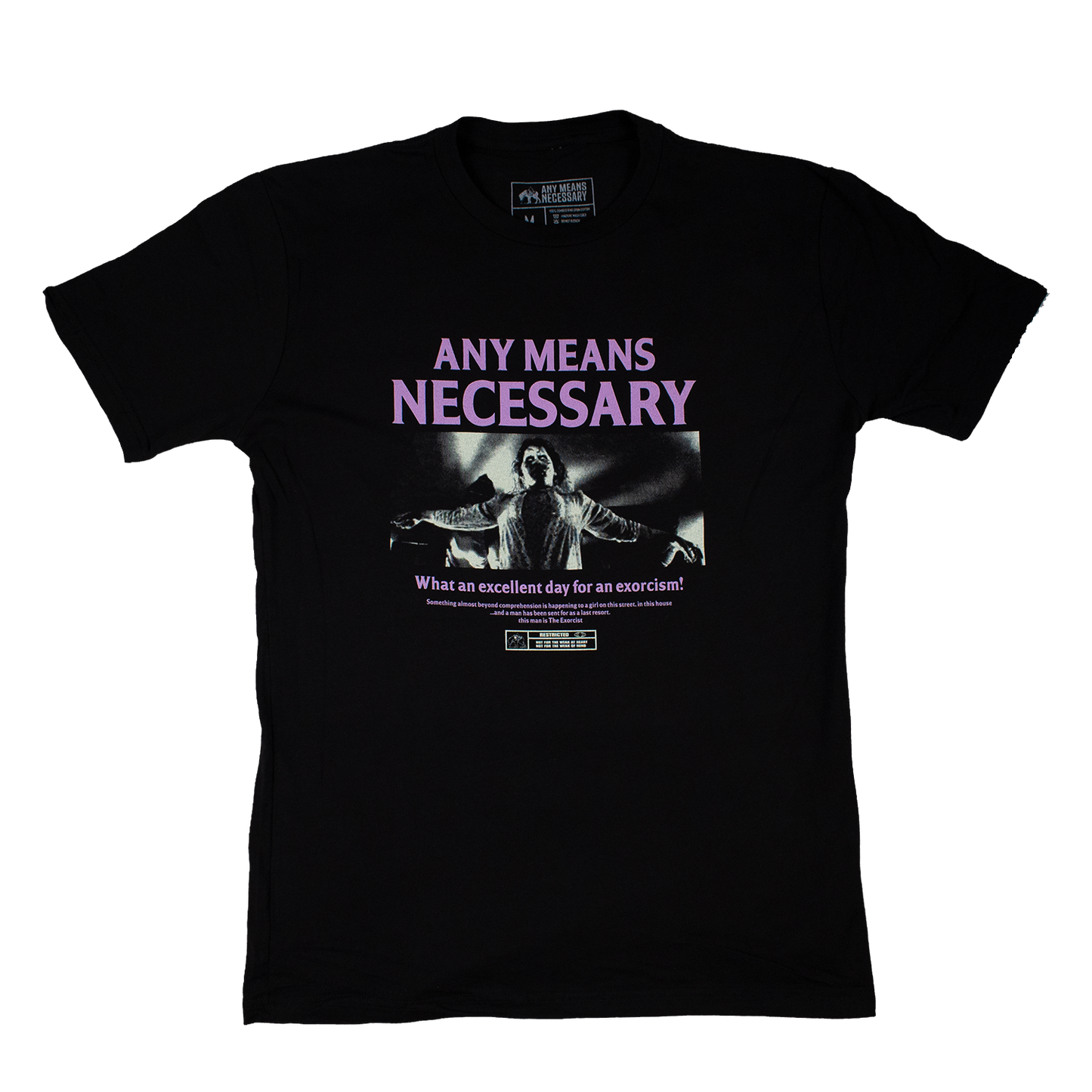 
                  
                    any means necessary shawn coss exorcist t shirt black front
                  
                