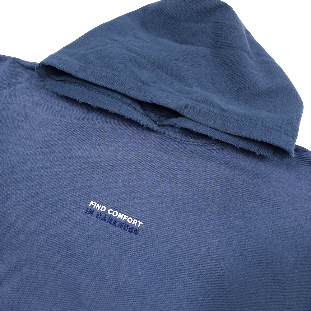 any means necessary shawn coss find comfort in darkness pullover hoodie potassium blue up close front