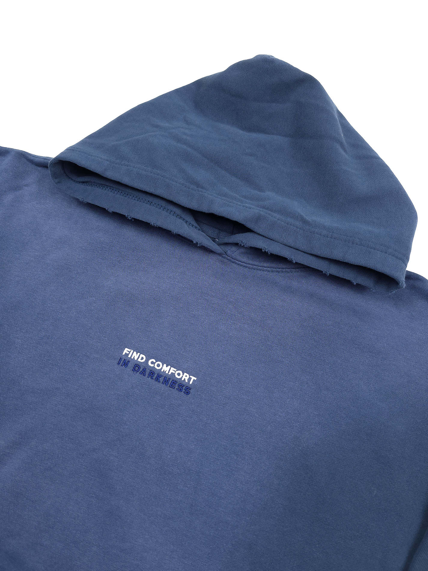 any means necessary shawn coss find comfort in darkness pullover hoodie potassium blue up close front