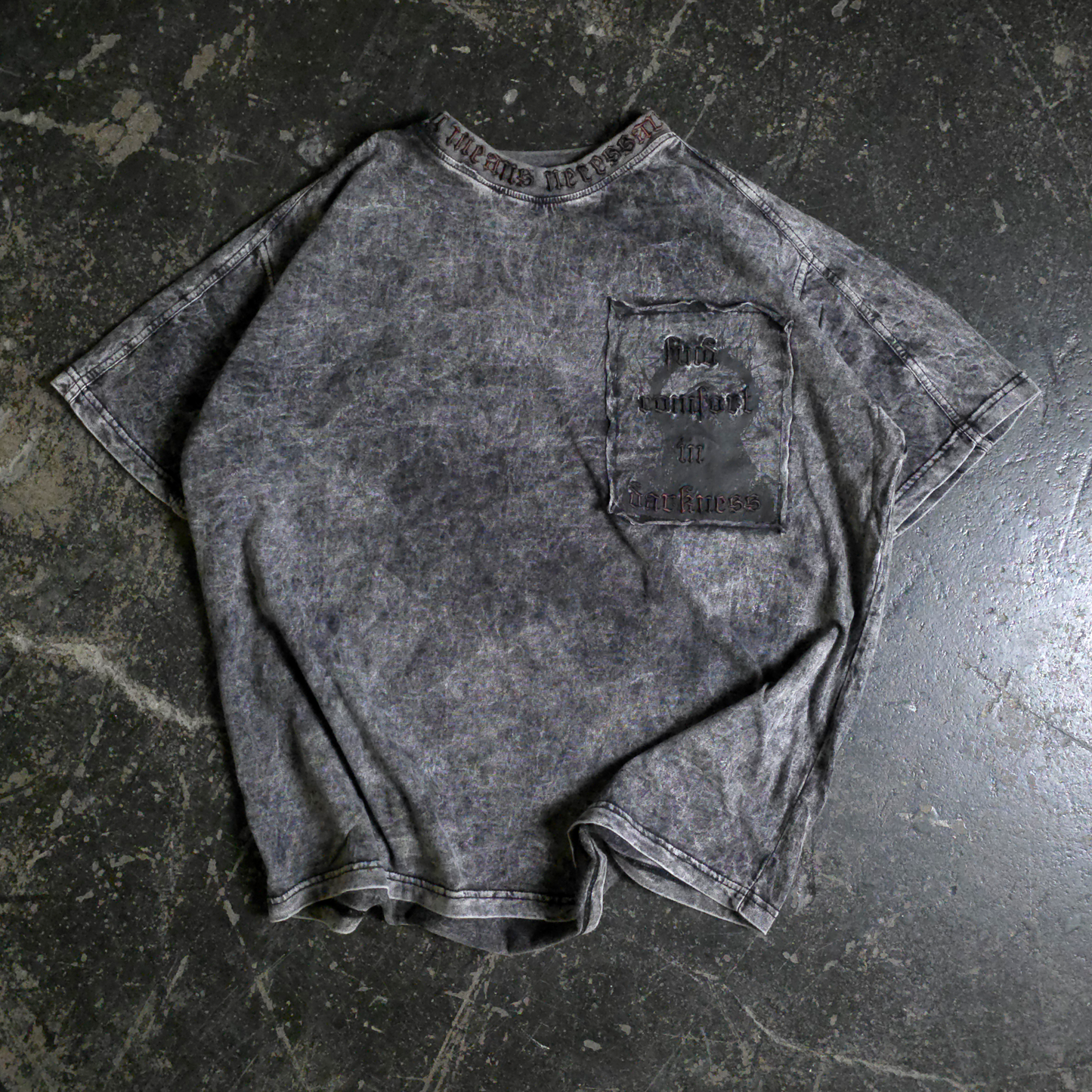 any means necessary shawn coss halo t shirt acid wash black front