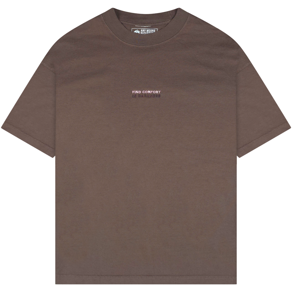 any means necessary shawn coss find comfort in darkness t shirt mocha brown