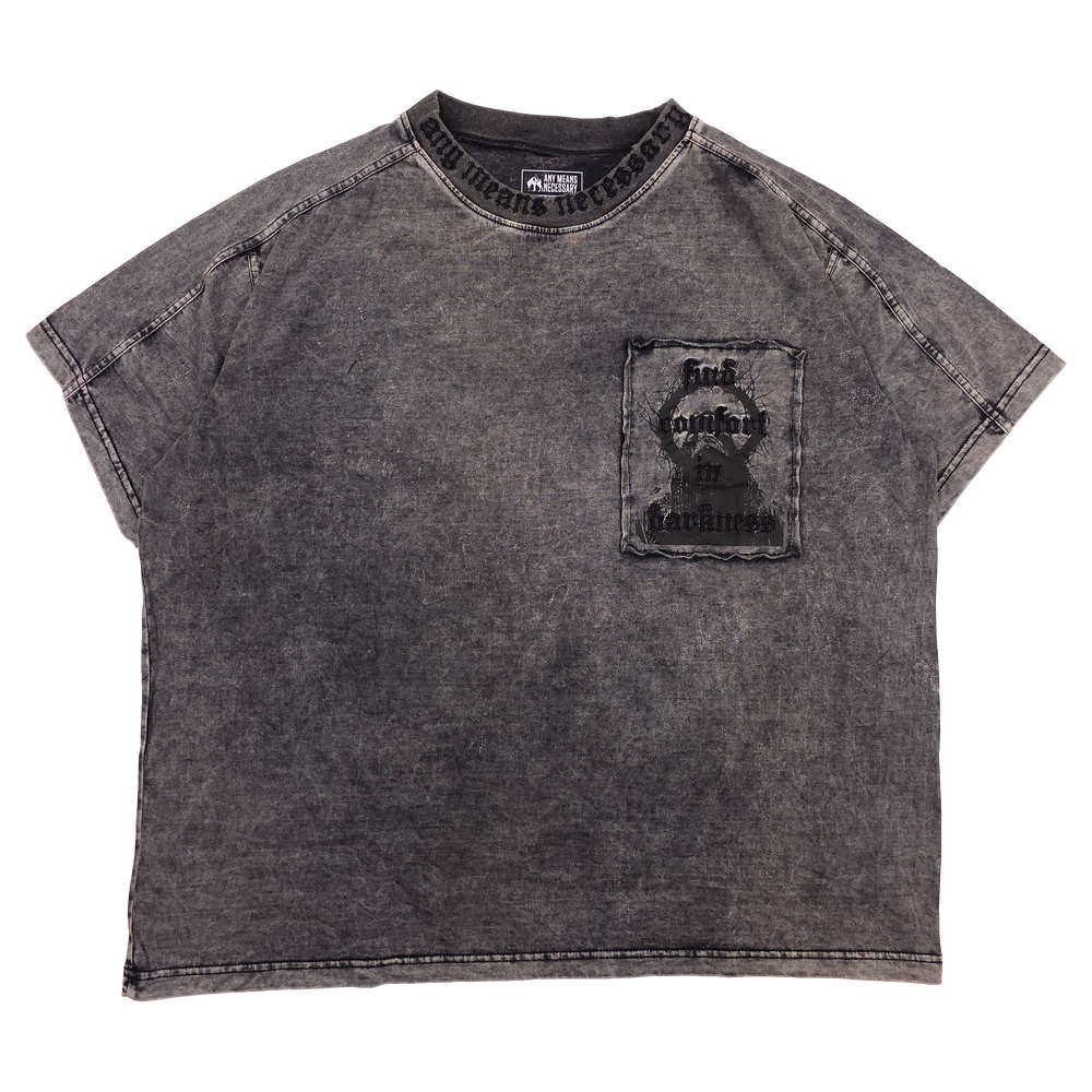 any means necessary shawn coss halo t shirt acid wash black front