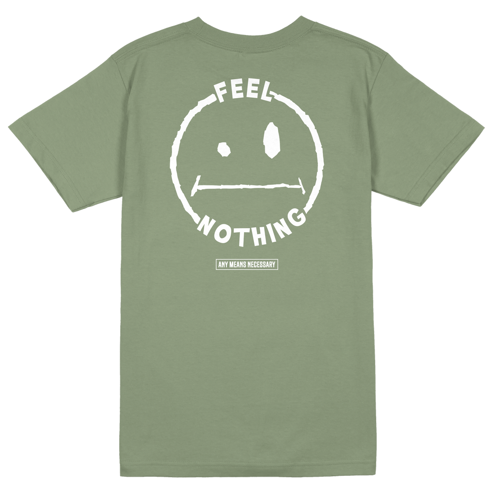 any means necessary shawn coss feel nothing t shirt artichoke back