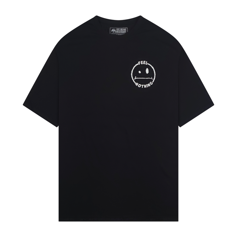 
                      
                        any means necessary shawn coss feel nothing t shirt black front
                      
                    