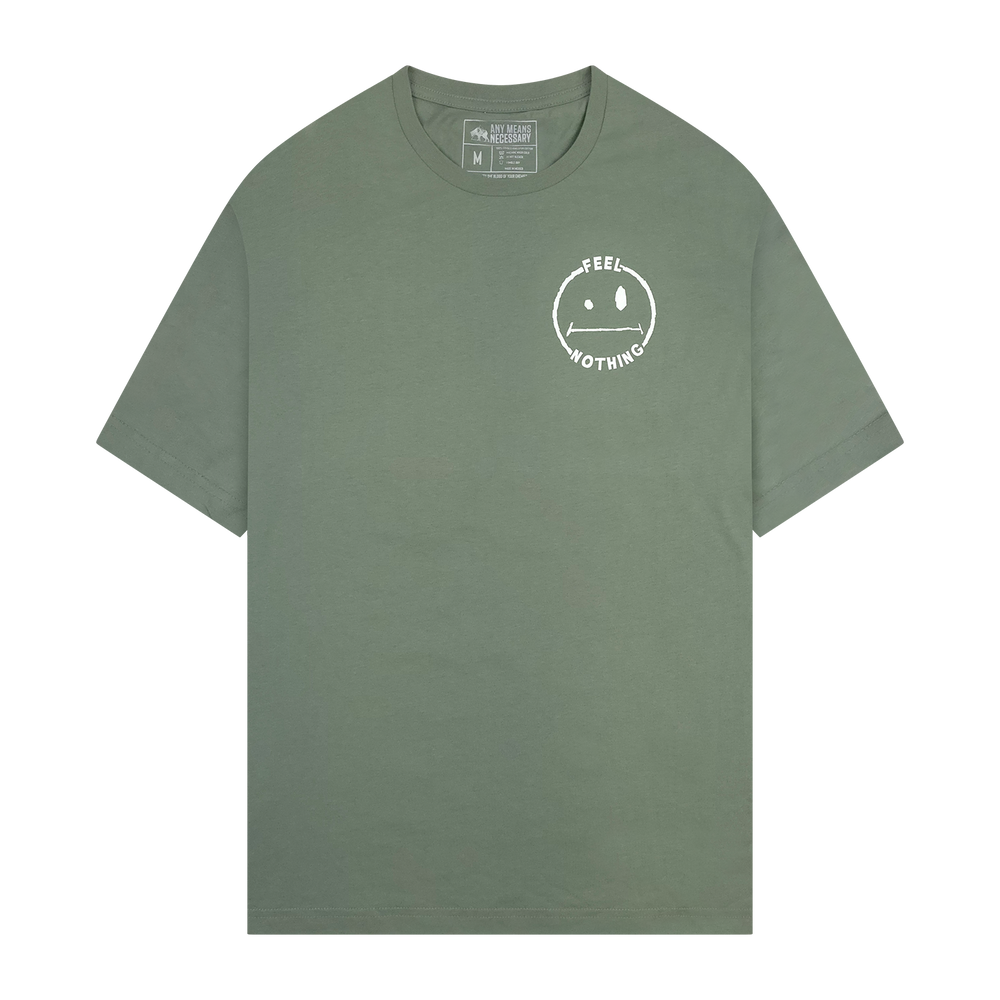 
                      
                        any means necessary shawn coss feel nothing t shirt green artichoke back
                      
                    