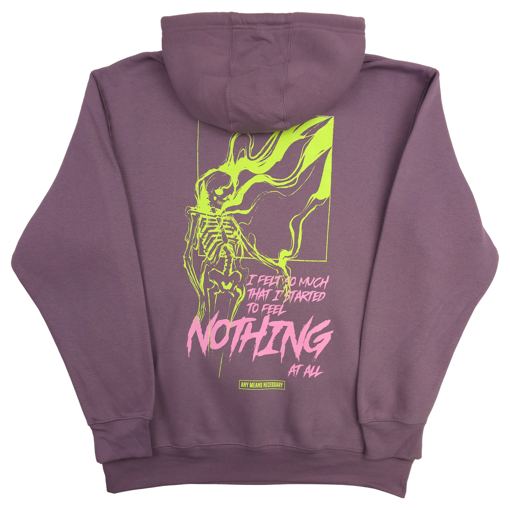 any means necessary shawn coss felt so much pullover hoodie lavender back