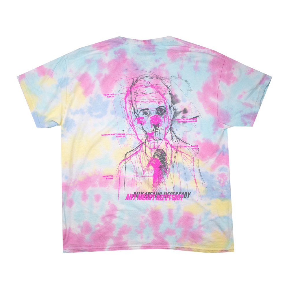 any means necessary shawn coss fight club t shirt tie dye dharma bob's bitch tits back