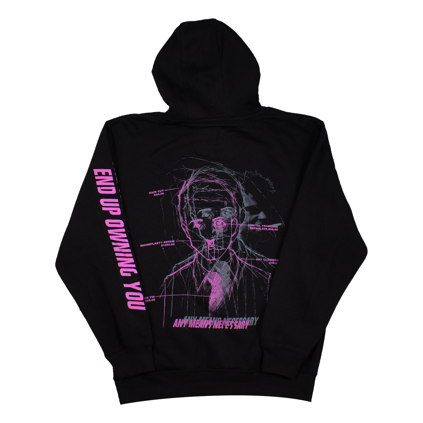 any means necessary shawn coss fight club pullover hoodie black back