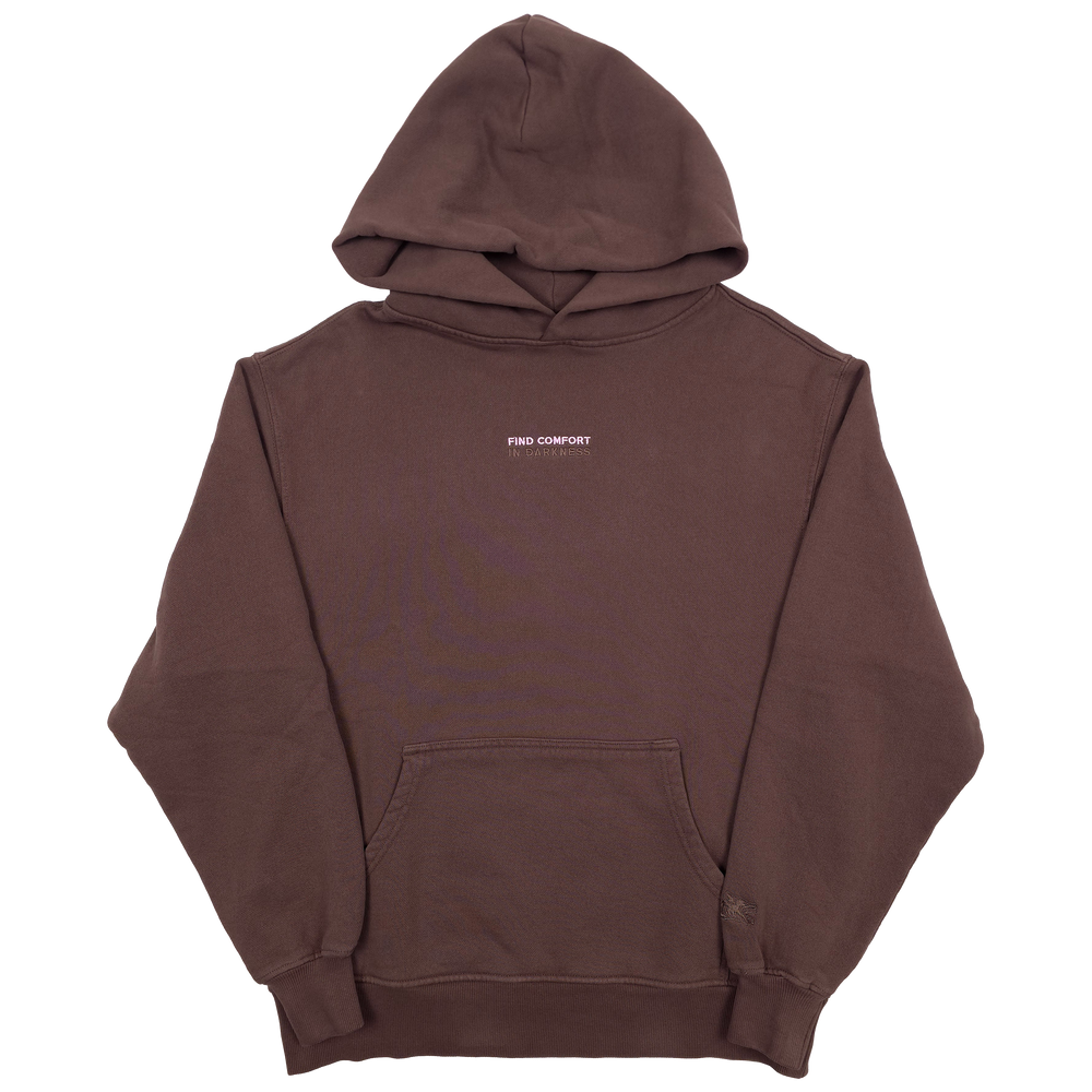any means necessary shawn coss find comfort in darkness pullover hoodie brown mocha 